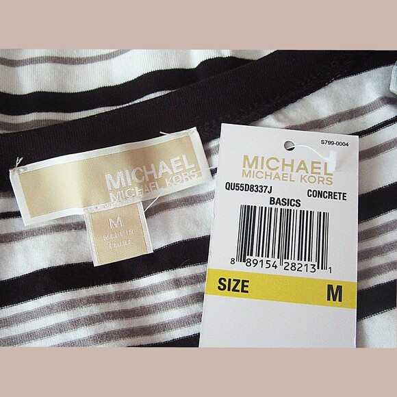 MICHAEL Michael Kors NEW CONCRETE Stripe Zip Shoulders Tank M - Picture 5 of 11